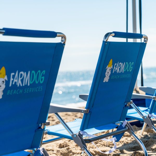 a chair sitting in front of a beach