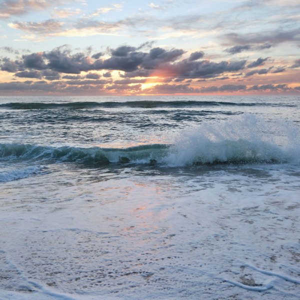 wave on top of a beach next to the ocean